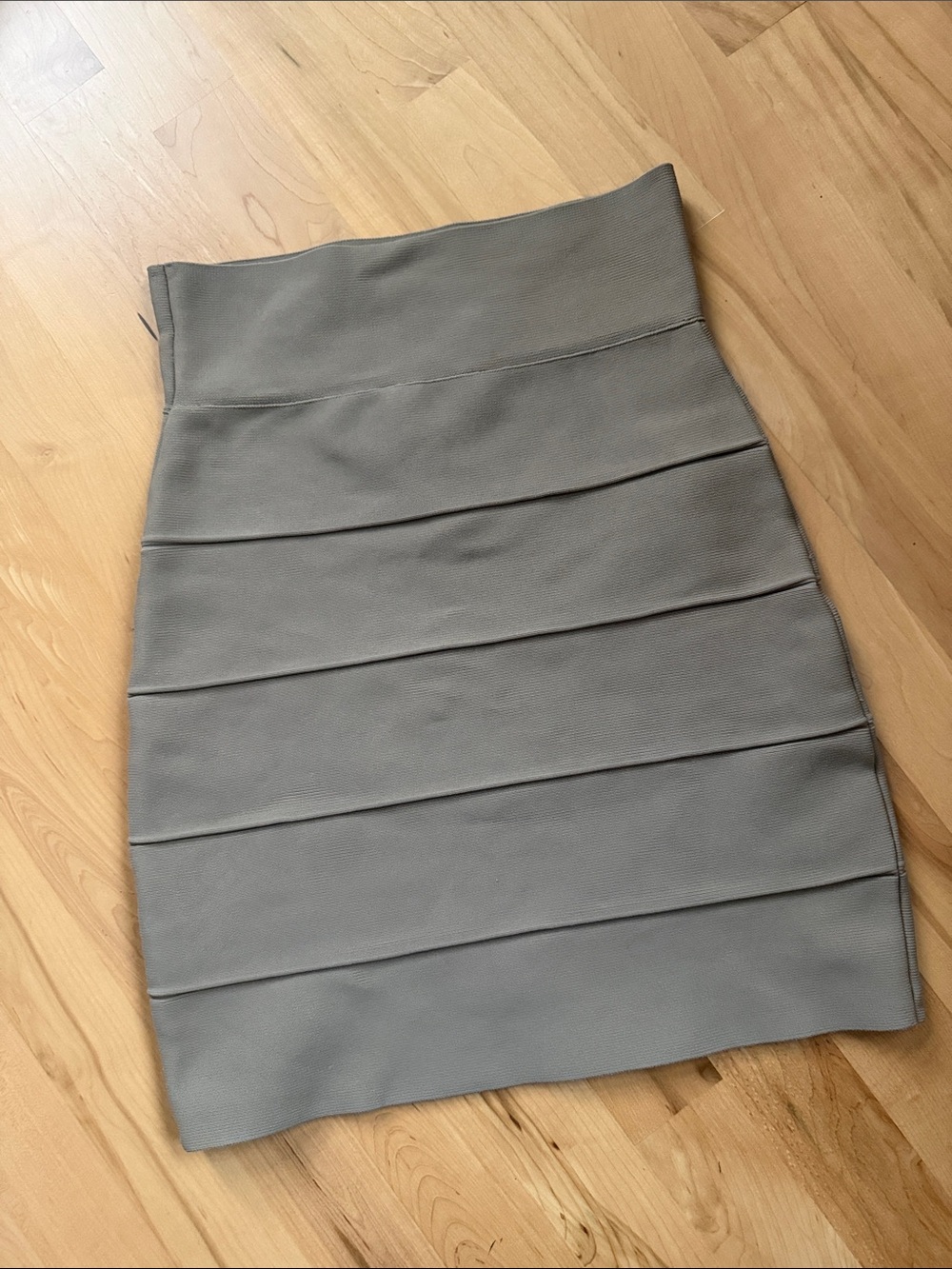 BCBGMaxAzria Taupe Bandage Mini Skirt